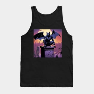 Bat Cat Superhero Purple and Orange Tank Top